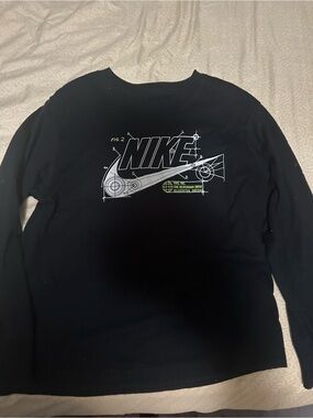 Nike Black Sweatshirt with White and Neon Green Graphic